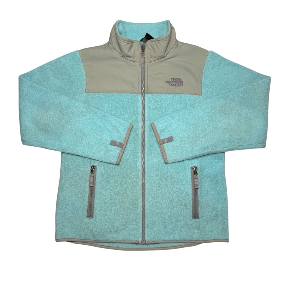 North Face Denali Fleece Polartec Jacket Girls L/XL Sky blue/Tan